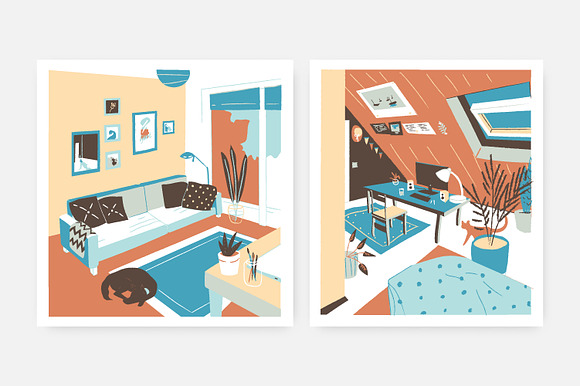 Cozy home interior in Illustrations - product preview 1