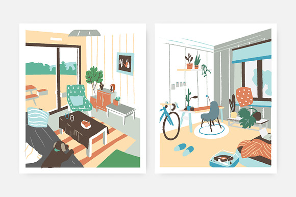 Cozy home interior in Illustrations - product preview 2