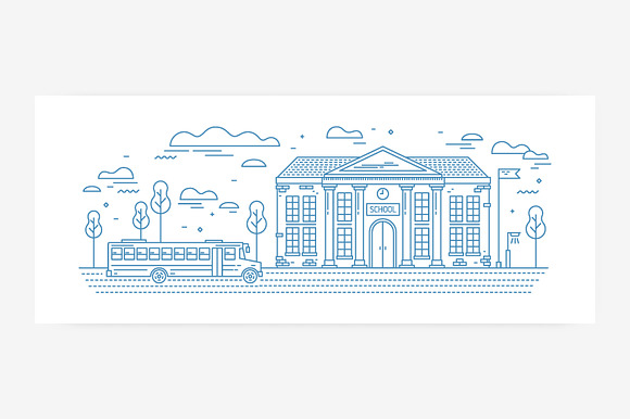 School building line art in Illustrations - product preview 1