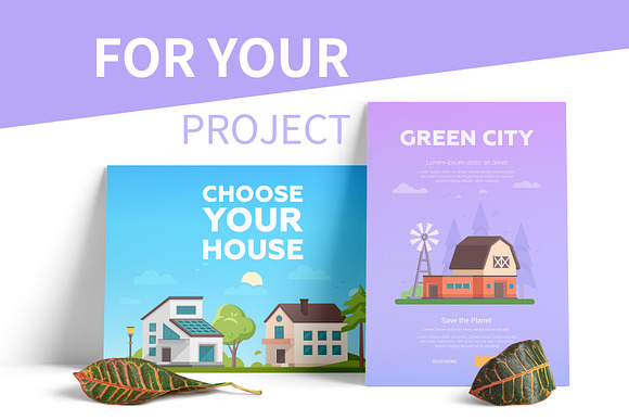 City buildings in flat design style in Illustrations - product preview 3