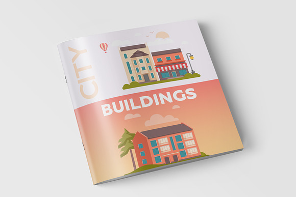 City buildings in flat design style in Illustrations - product preview 5
