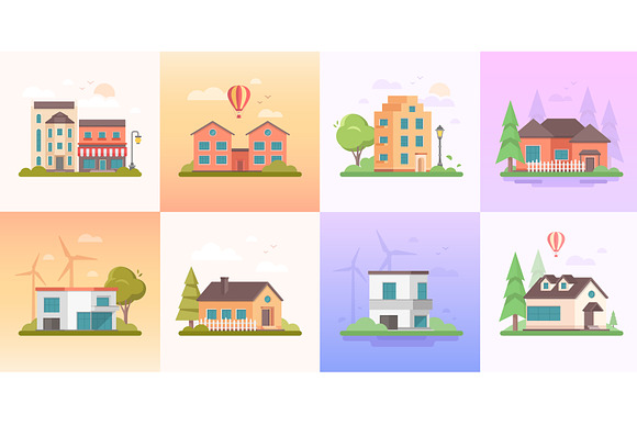 City buildings in flat design style in Illustrations - product preview 8