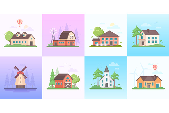 City buildings in flat design style in Illustrations - product preview 9