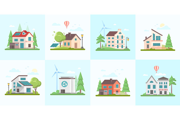 City buildings in flat design style in Illustrations - product preview 10