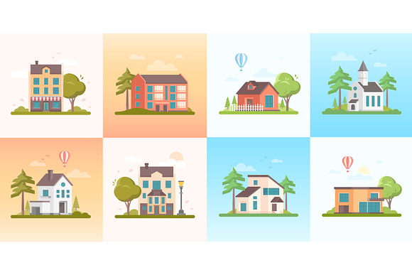 City buildings in flat design style in Illustrations - product preview 11