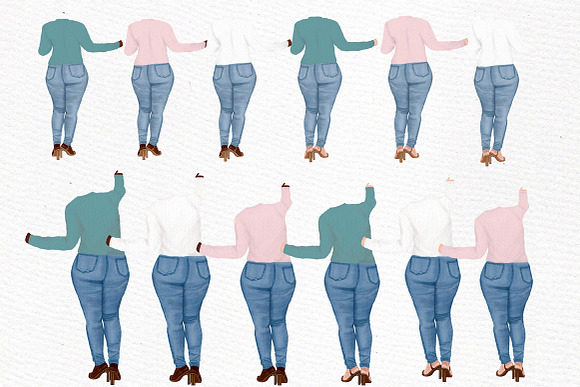Curvy girls Plus size girls clipart in Illustrations - product preview 1