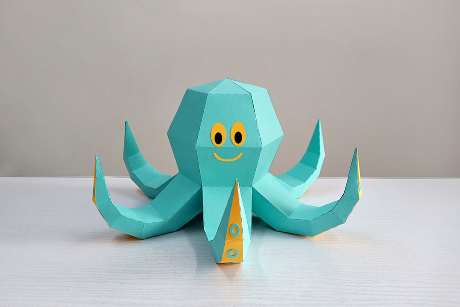 DIY Octopus Sculpture- 3d papercraft in Templates - product preview 8