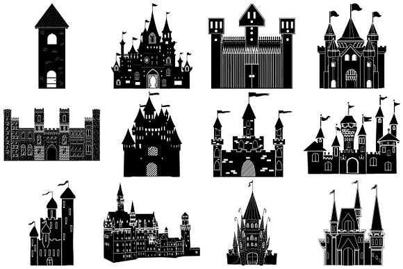 Castle Silhouettes AI EPS PNG in Illustrations - product preview 2