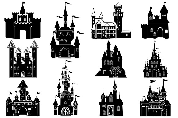 Castle Silhouettes AI EPS PNG in Illustrations - product preview 3