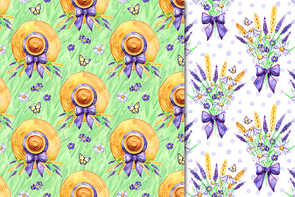 Watercolor summer cottage patterns in Patterns - product preview 6
