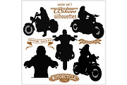 biker, motorcycle vector silhouettes