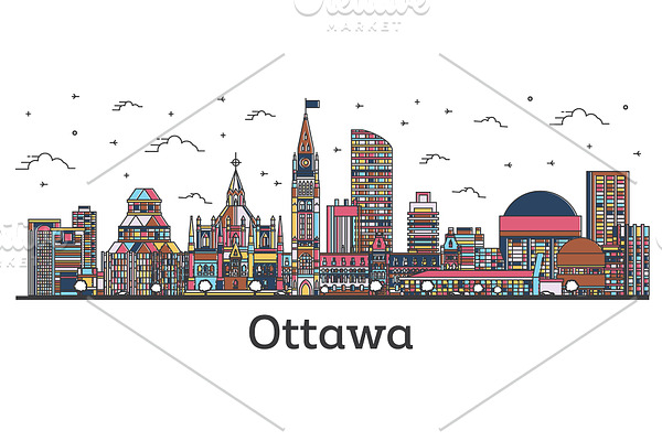 Outline Ottawa Canada City Skyline