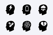 Stress and depression icon set