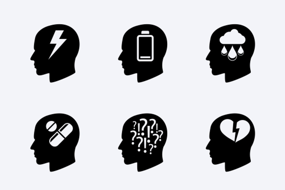 Stress and depression icon set in Graphics - product preview 8