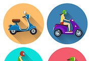 Scooter transport flat icons