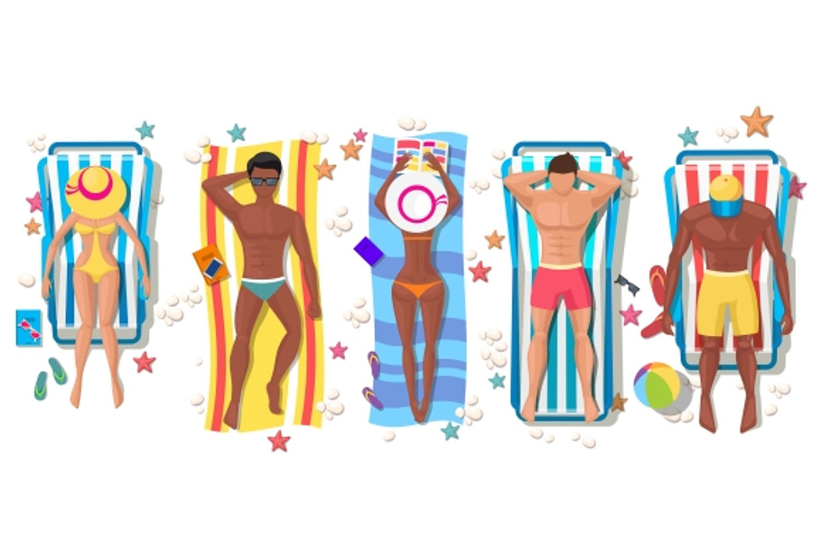 Summer beach people on sun lounger in Graphics - product preview 8