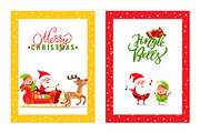Cards with Santa Claus, Reindeer