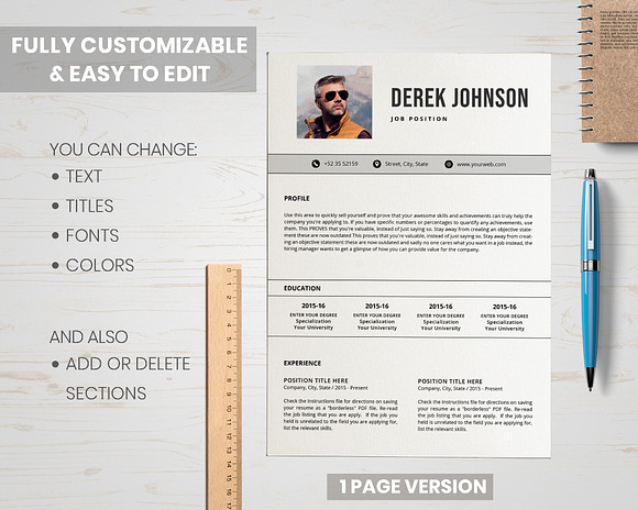 Resume Template With Photo in Resume Templates - product preview 3