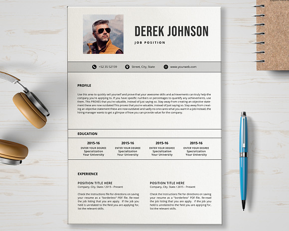 Resume Template With Photo in Resume Templates - product preview 5