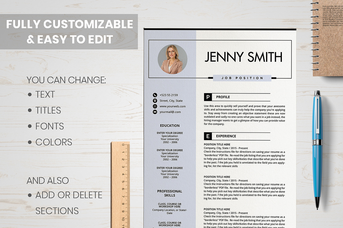CV + Cover Letter With Photo in Resume Templates - product preview 8