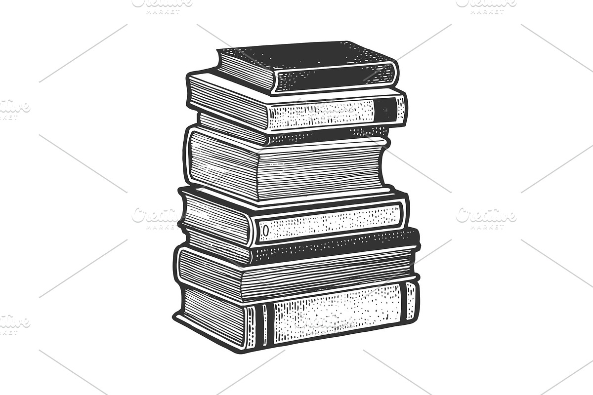 Stack of books sketch vector in Objects - product preview 8