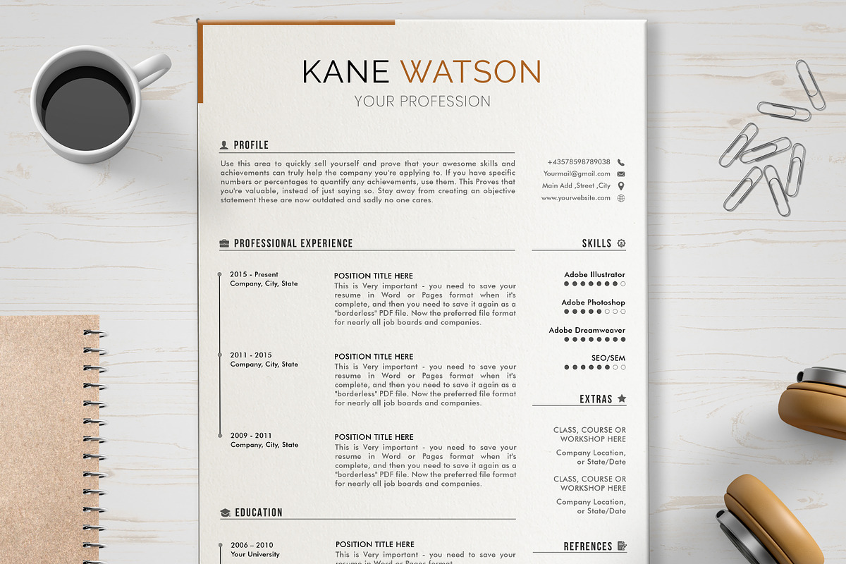Cv Template with Cover Letter in Resume Templates - product preview 8