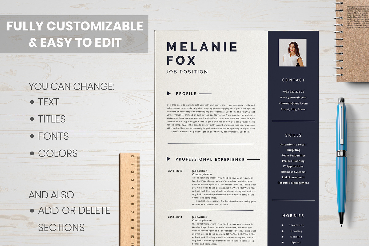 feminine Resume Template in Resume Templates - product preview 8