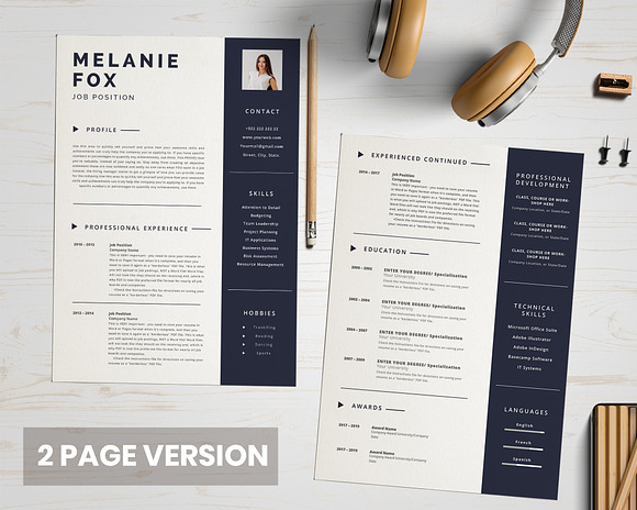 feminine Resume Template in Resume Templates - product preview 3