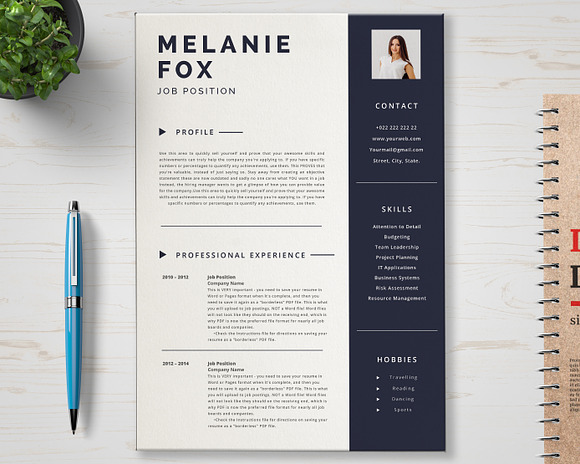 feminine Resume Template in Resume Templates - product preview 5