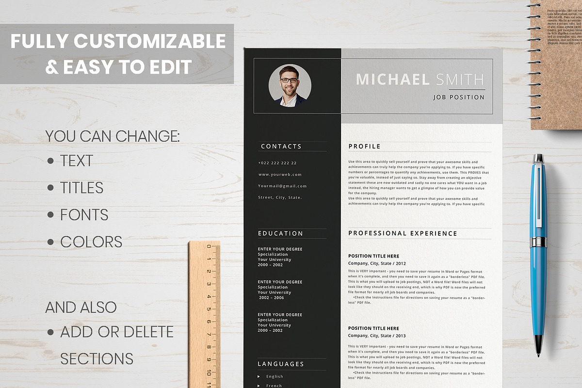 Modern CV Design in Resume Templates - product preview 8