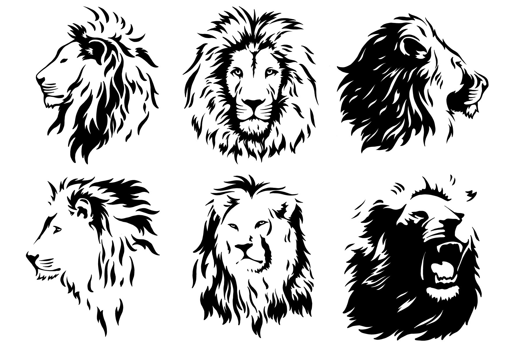 Lion Head Vector Set | Custom-Designed Graphics ~ Creative Market