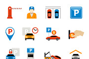 Set of parking abstract icons
