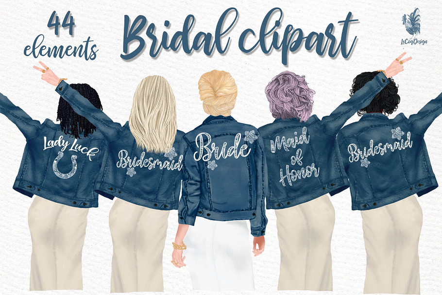 Wedding clipart, Brides in Jackets in Illustrations - product preview 8