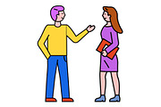Man and Woman Talking, Business