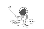 Cute astronaut make a selfie