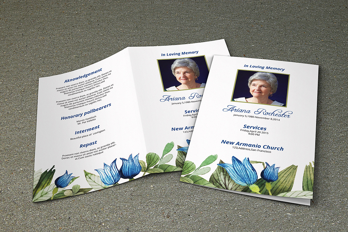 8 Page Funeral Booklet - V228 in Brochure Templates - product preview 8