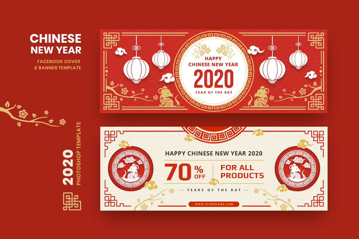Chinese New Year FB Cover & Banner in Facebook Templates - product preview 8