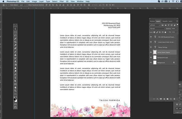 Watercolor Floral letterhead ID02 in Stationery Templates - product preview 1