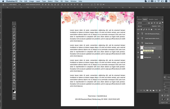 Watercolor Floral letterhead ID02 in Stationery Templates - product preview 4
