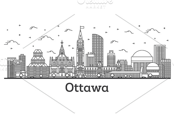 Outline Ottawa Canada City Skyline