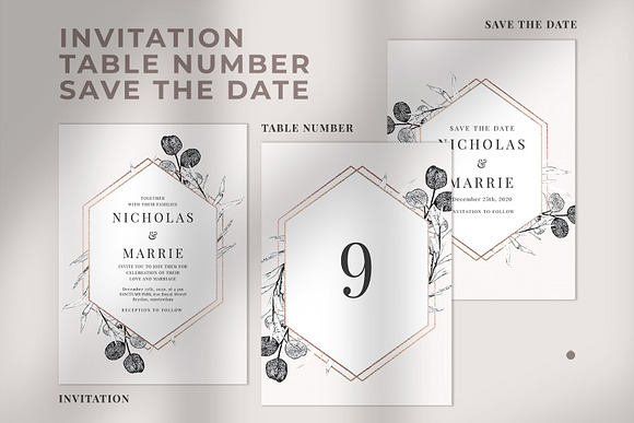 Eucalyptus & Geometric Wedding Suite in Wedding Templates - product preview 1