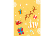 Joy Christmas Card with Santa and