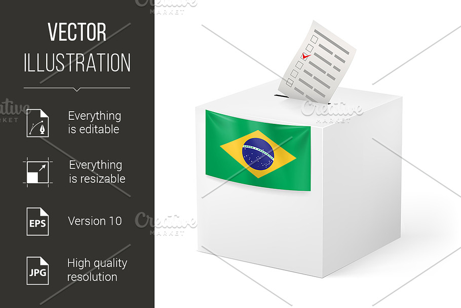 Ballot box with voting paper. Brazil