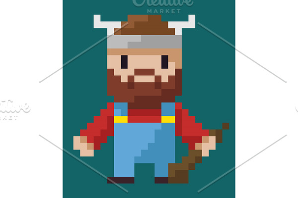 Viking Character with Weapon and
