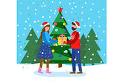 Winter Holiday Card Couple with