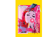 Girl with chewing gum, Punk colorful
