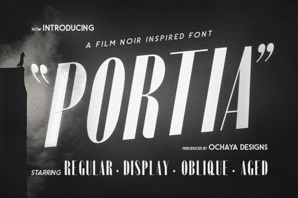 Portia | Film Noir Inspired Font in Sans-Serif Fonts - product preview 7