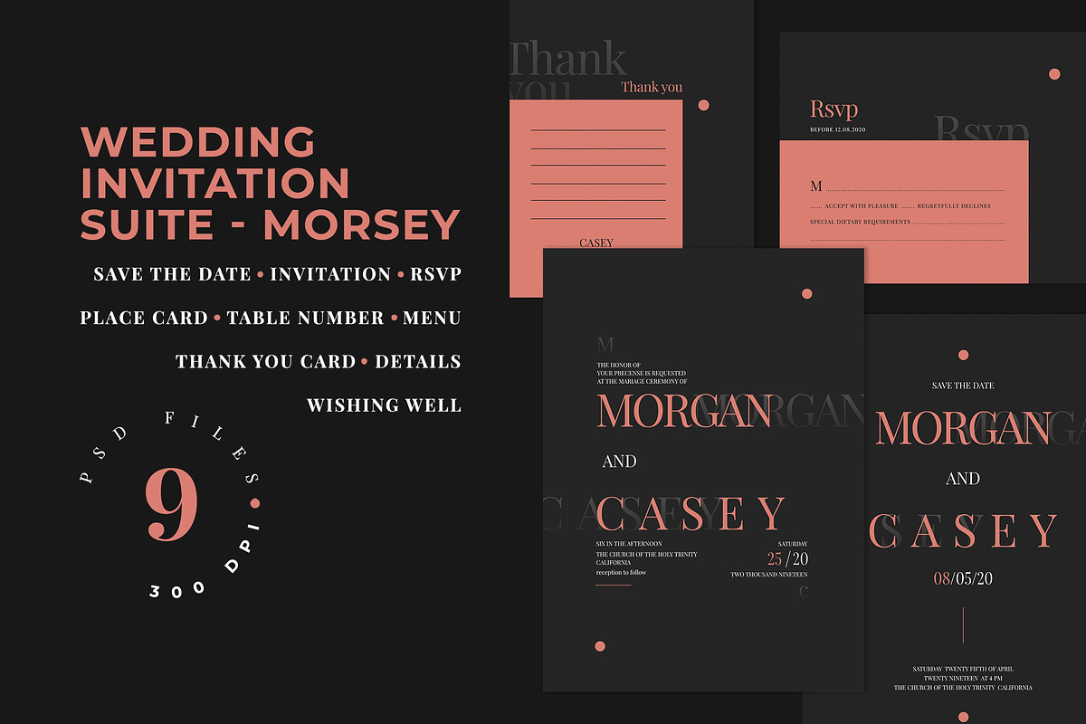 Wedding Invitation Suite - Morsey in Wedding Templates - product preview 8