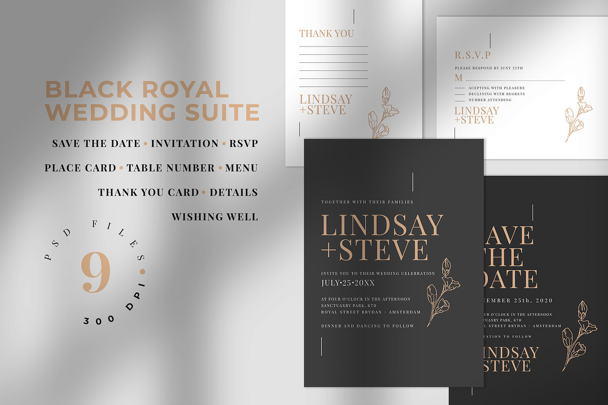 Black Royal Wedding Suite in Wedding Templates - product preview 8