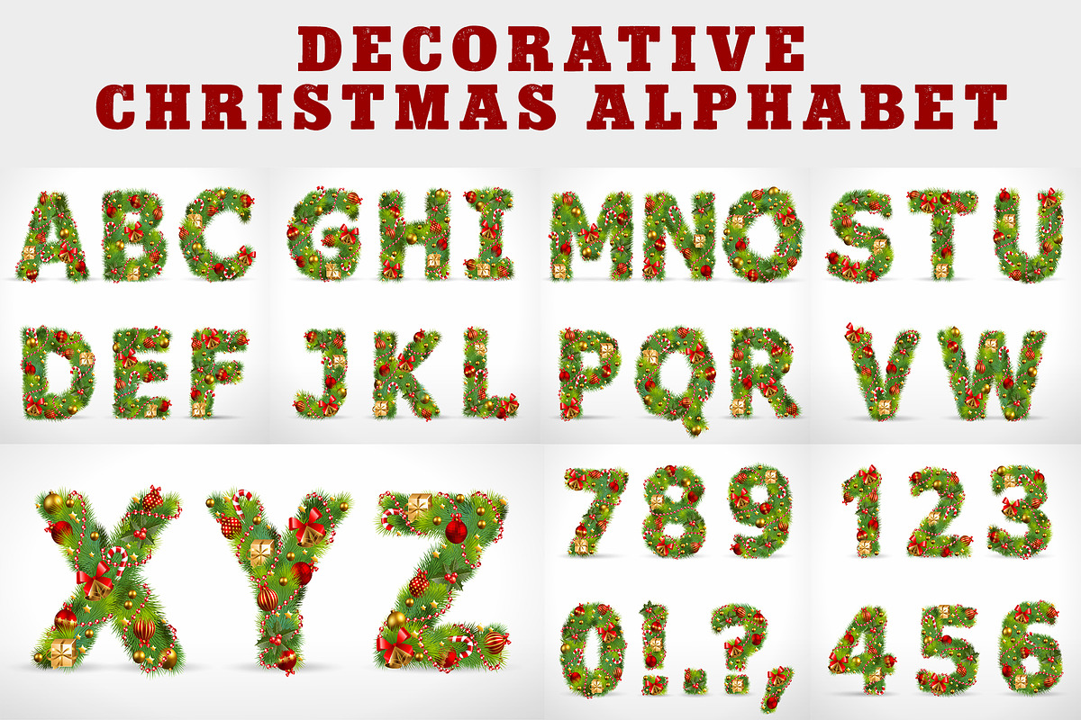 Christmas tree alphabet and numbers in Illustrations - product preview 8